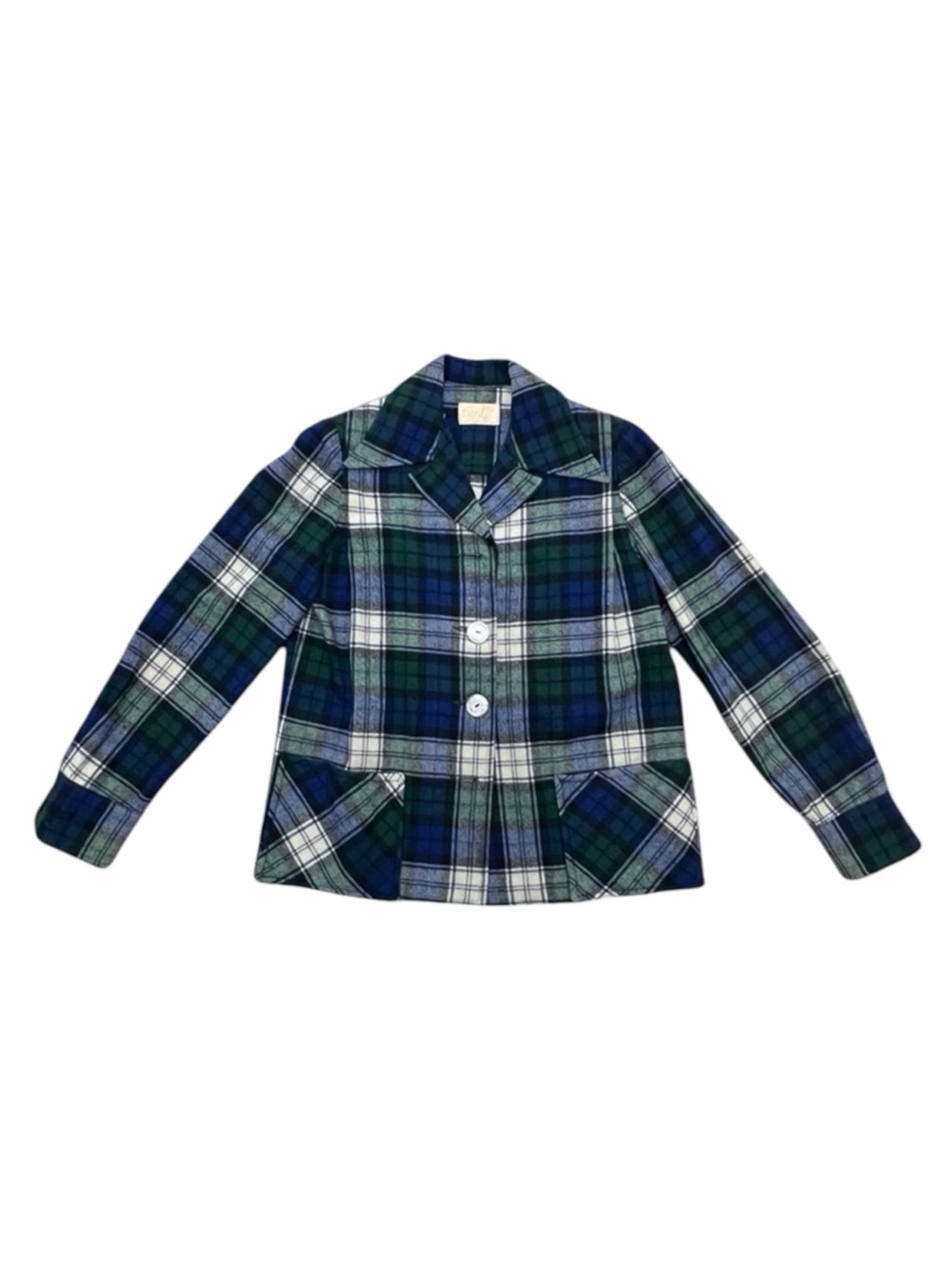Vintage 1960s Pendleton Wool Plaid Jacket Navy Green Flannel USA